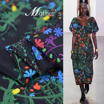 

Violet Flowers Printed 135cm Wide 15Momme 100%silk Crepe De Chine Fabric for Dress Brand Design Cloth Diy Sewing Summer New Sale