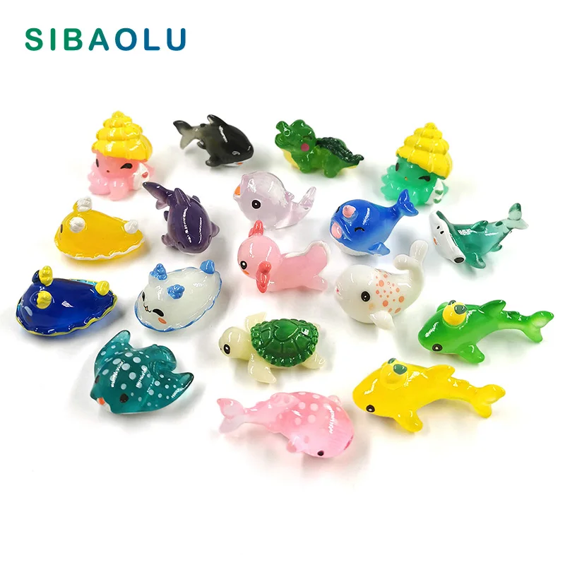 Shark Whale Turtle Dolphin Sea Fish Figurine Model Home Decor Aquarium Miniature Fairy Garden Accessories