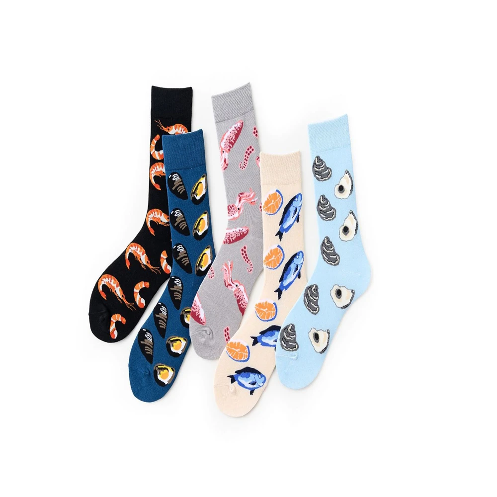 

Salmon, squid, oysters, oysters, shrimp seafood series personality creative, matching socks cotton socks C09