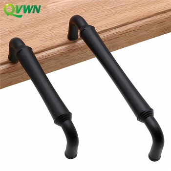

QVWN Modern Simple Matte Black Handle Hardware Cabinet Knobs And Kitchen Handles For Furniture Drawer Solid Zinc Alloy Door
