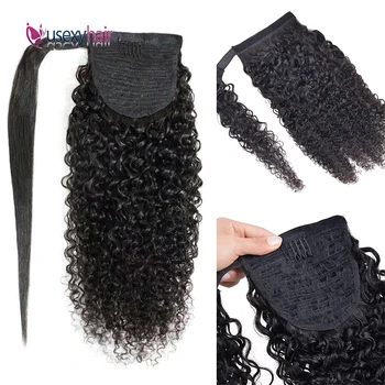 

Kinky Curly Ponytail Human Hair Brazilian Remy Wave Pony Tail Hairpieces Wrap Around Drawstring Ponytail Clip In Hair Extensions