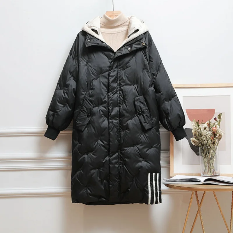 fake two piece hooded down coat