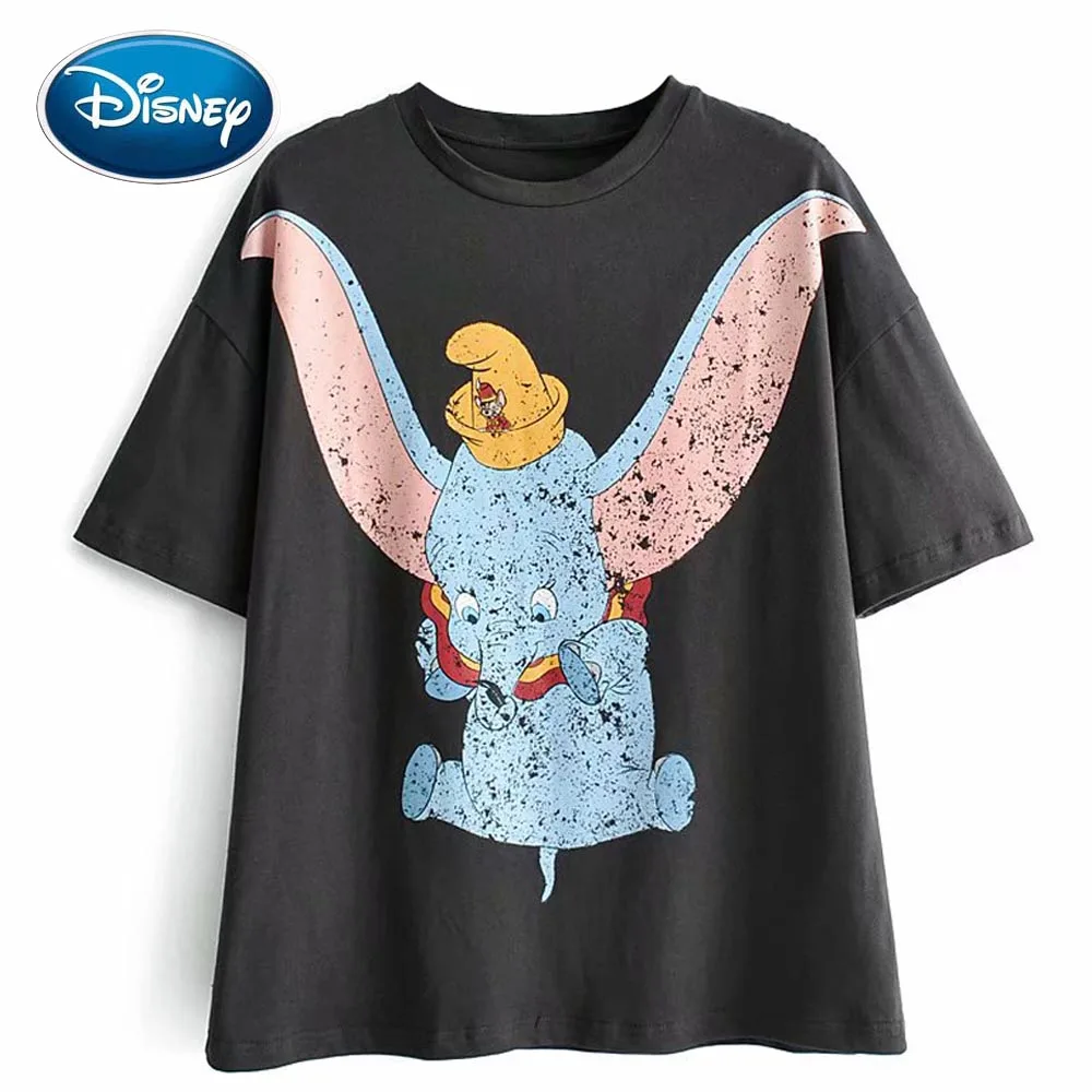 Модная футболка Disney слон Дамбо с мультяшным принтом пуловер круглым вырезом и