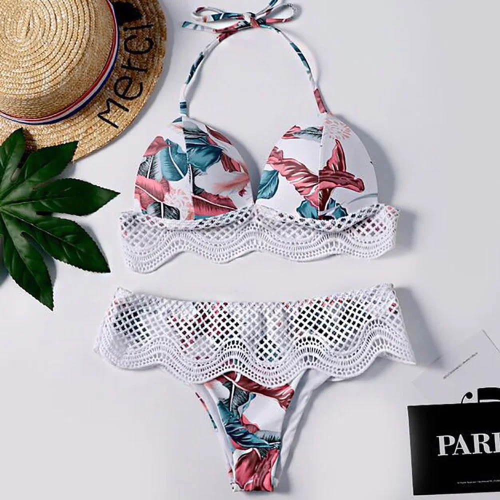 white bra and panty sets 2021 New Women's Bra Suit Bikini Split Swimsuit LACE BIKINI Women's Sexy Open Back Swimsuit Multicolor Strap Split Swimsuit bra and knicker sets