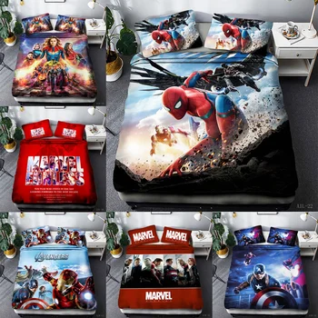 

Avenger alliance bedding Spider Man 3 piece set custom bedding set iron man quilt cover large Double Bed Duvet Cover
