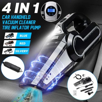 

4 In 1 Car Vacuum cleaner Vacuuming Automobile Auto Portable Handheld Vacuum Cleaner Wet Dry Tire Inflator Pump Pressure Gauge