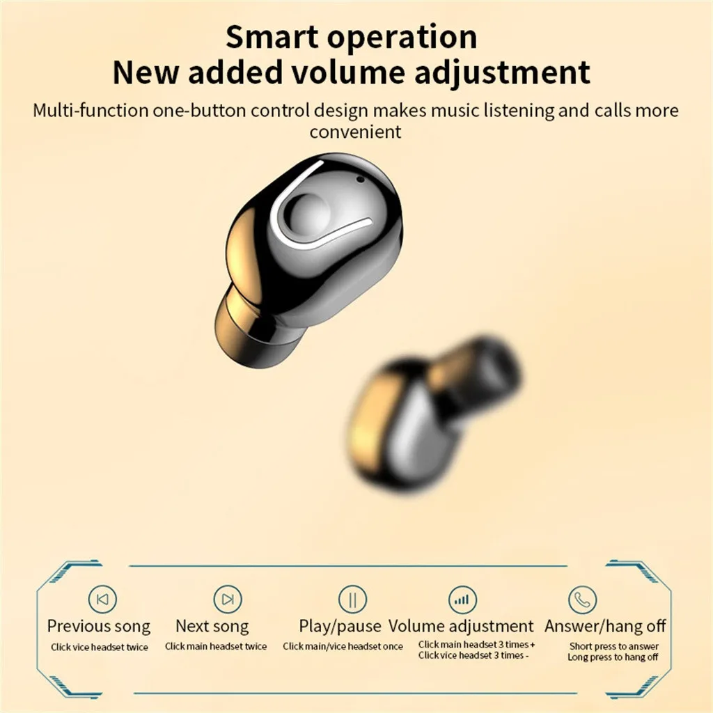 Earphones bluetooth hifi noise Wireless sports Earphones Mini Earbuds Stereo Headphones LED digital display With microphone