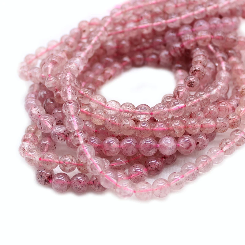 Strawberry Quartz Beads, Natural, 10mm Faceted Round - Golden Age