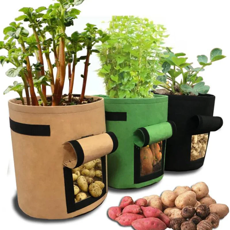 Potato Pot Plant Grow Bags Jardin  Planting Bag Home Garden Fruit  Fabric Plants Growing Moisturizing 4/7/10 Gallon