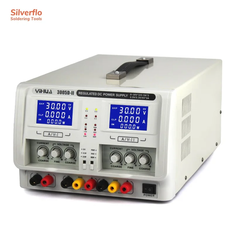 YIHUA 3005D-II для детей на возраст от 0 до 30V 0-5A Регулируемый Питание двухканальный