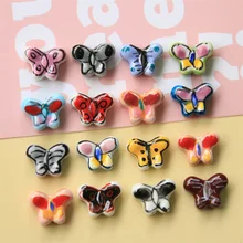 

10PCS Ins Korea Cute Color Contrast Color Mini Butterfly Diy Ceramic Accessories Earrings Hair Accessories Phone Case Material