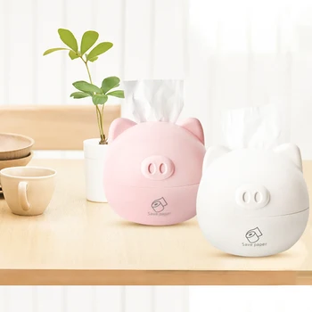 

Cartoon piggy tissue box household paper roll paper storage box Round Shaped Tissue Box Container Towel Napkin Tissue Holder
