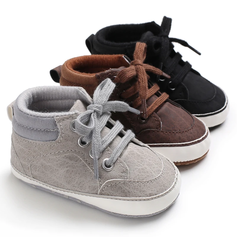 Sport Baby Boy Shoes Crib Toddler Infant Synthetic Soft Sole Anti-slip Leather Lace-up 0-18 Months Baby Shoes Boy Girl Shoes