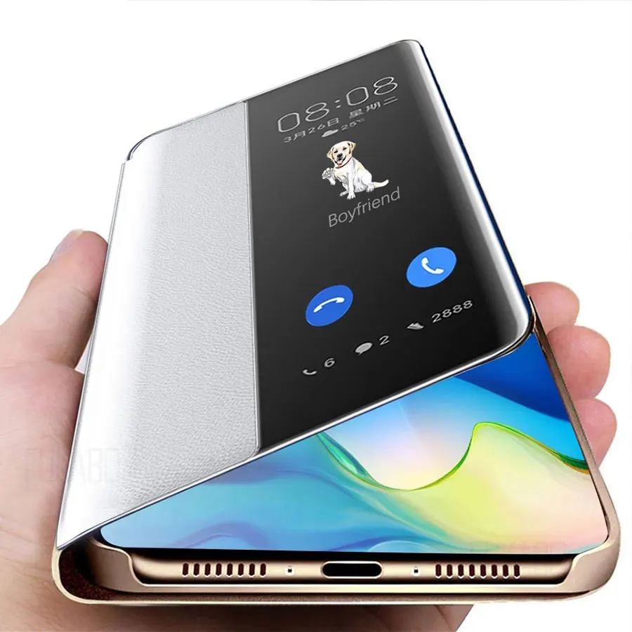 Кожаный чехол Smart View для Huawei Mate 10 20 20X 30 P10 P20 P30 P40 Pro Nova 3 3i Honor 8X Lite P Plus 2019 | Мобильные