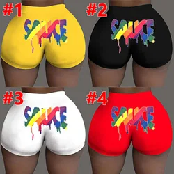 Verão novo estilo feminino impresso padrão de cor personalizado shorts femininos plus size casual calções esportivos