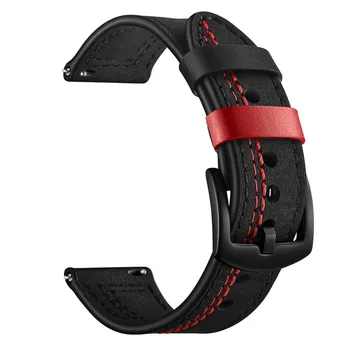 

20mm 22mm Double Color Genuine Leather Band Strap For Samsung Galaxy Watch 46mm 42mm/Active 2 40mm 44mm Huami Amazfit Bip Bands