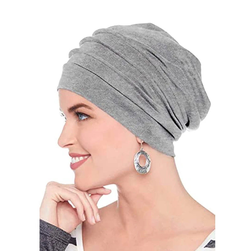 head wrap for women Helisopus New Double Layer Satin Lined Chemo Cap Muslim Women Night Stretch Sleep Cotton Cancer Hair Loss Bonnet Hat Accessories bride headband