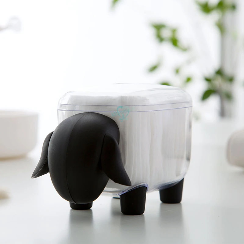Sheep Shaped Plastic Cotton Swab Toothpick Storage Case Organizer Home Table Decor Storage Box