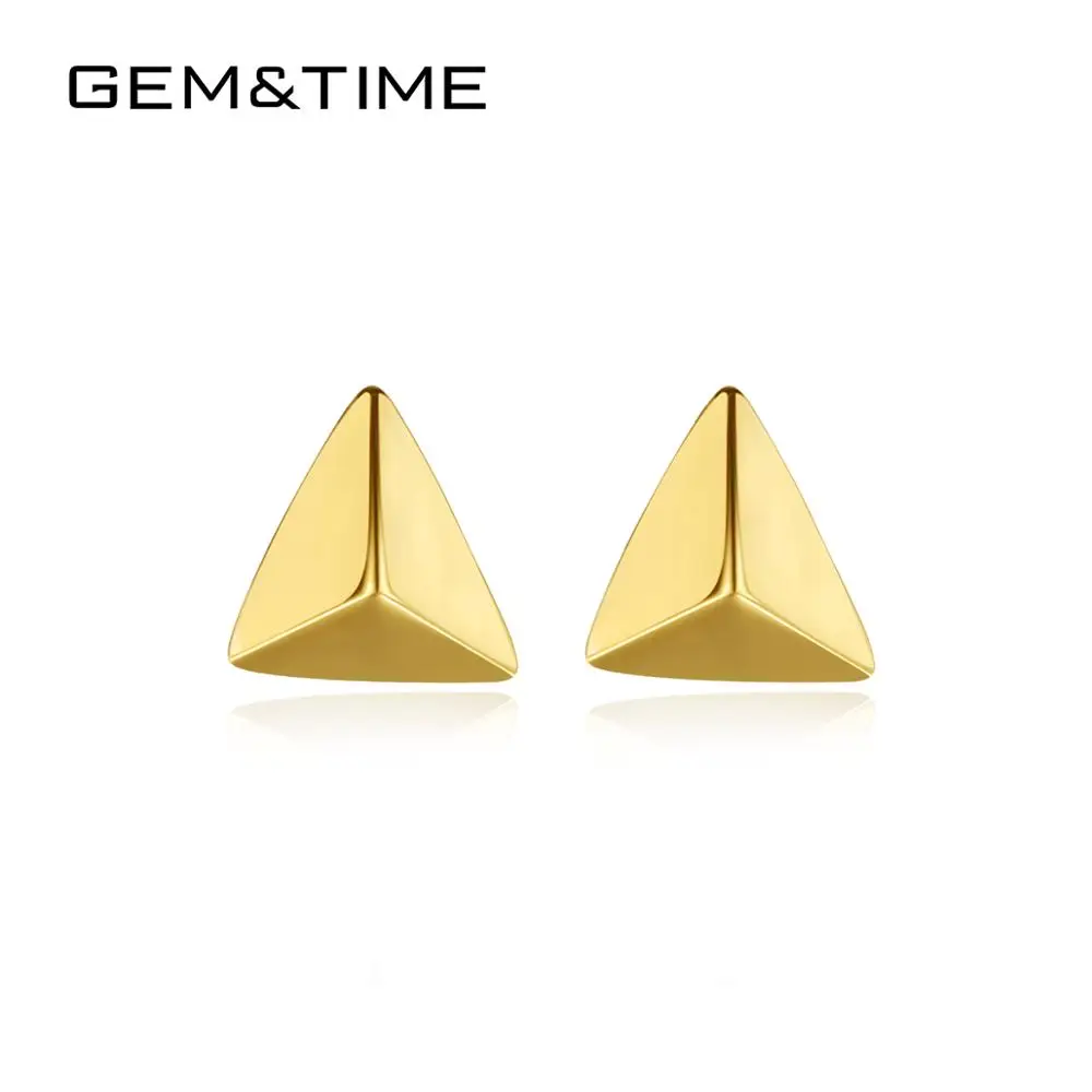 Pendientes De Tuerca Con Forma De Triangulo De Oro De 14 Quilates Con Gema Y Hora Para Mujer Joyeria Fina De Compromiso Para Boda Pendientes De Oro Amarillo Au585 E14122 Aretes Aliexpress
