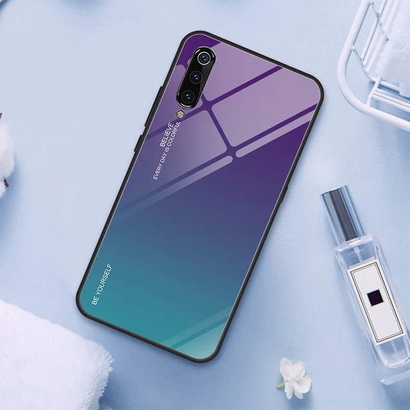 Tempered Glass Case for Xiaomi Redmi Note 7 6 K20 Pro Glossy Stained Gradient Colorful Case for Redmi 7 6A 6 Pro 5 Plus - Цвет: 03