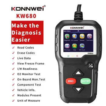 

OBD2 Scanner OBD Car Diagnostic Auto Diagnostic Tool KONNWEI KW680 Read Clear Fault Error Codes Russian OBD2 Automotive Scanner
