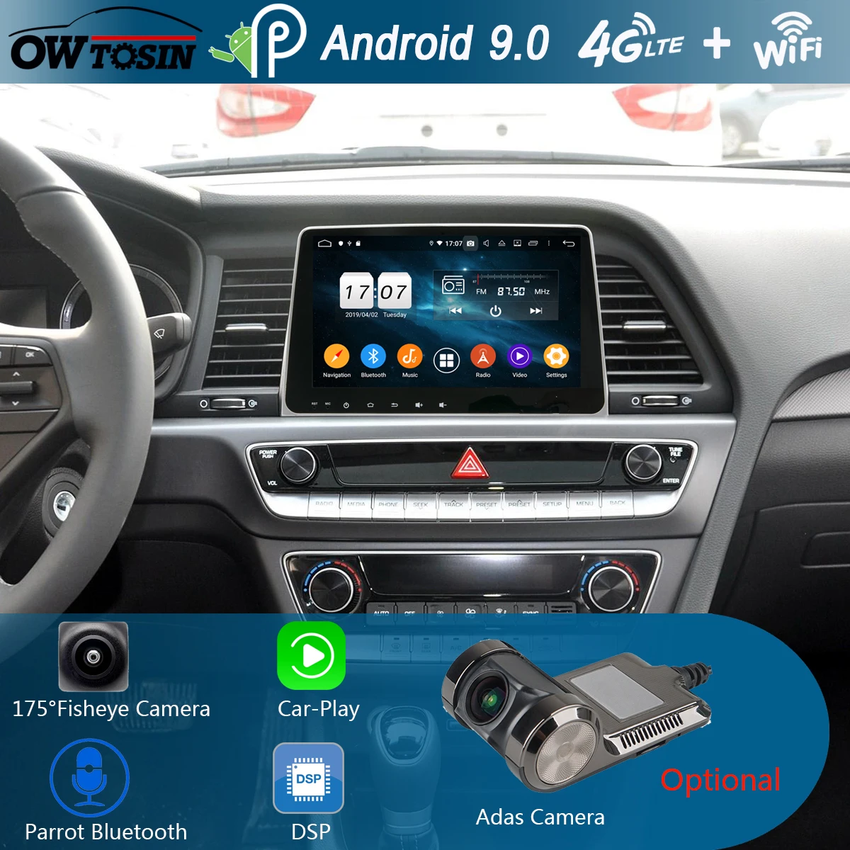 Автомобильный мультимедийный плеер 9 &quotIPS 8 Core 4 Гб 64 ГБ Android 0 для Hyundai Sonata 2018 2019 GPS