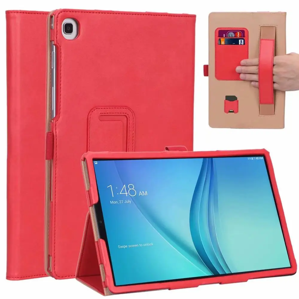 Ручная поддержка Магнитный Смарт кожаный чехол для Samsung Galaxy Tab S5e T720 T725 SM-T720 SM-T725 10,5 дюймов стэнк чехол Funda+ ручка - Цвет: Красный
