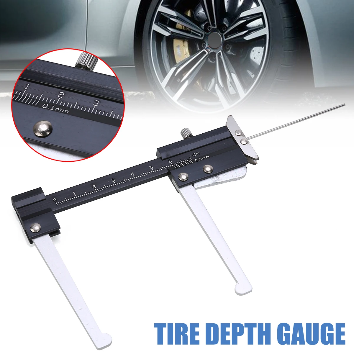 Digital Caliper Brake Disc Thickness Measuring Tire Tread Depth Gauge Set 0-60mm 