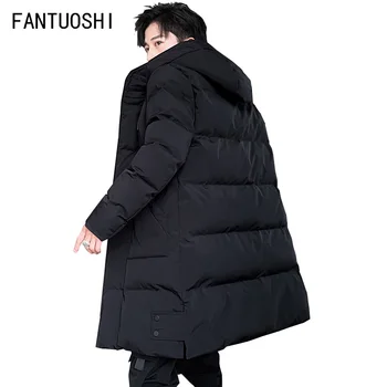 

Men's Winter Parker Coat 2019 New Fashion Hooded Thicken Warm Jacket Slim Casual Solid Color High Quality Black Jacket 4XL