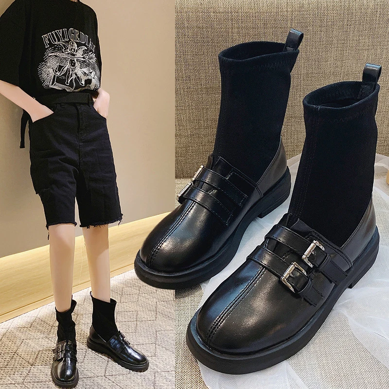 

Woman Shoes Fashion Brand Autumn Winter Platform Boots Women Leather Waterproof Boots Women Thick Bottom Non-slip Chelsea Boots