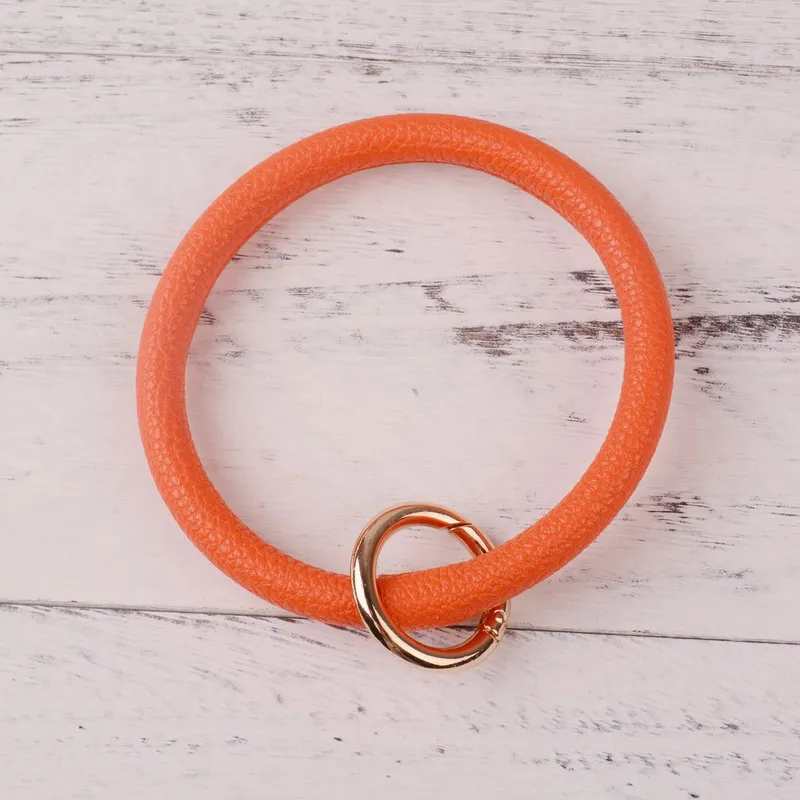 DZ0089 orange Резиновые Новая мода монограмма ПУ кожа O брелок пользовательский круг браслет брелок для женщин девочек DZ0089 - Цвет: DZ0089 orange