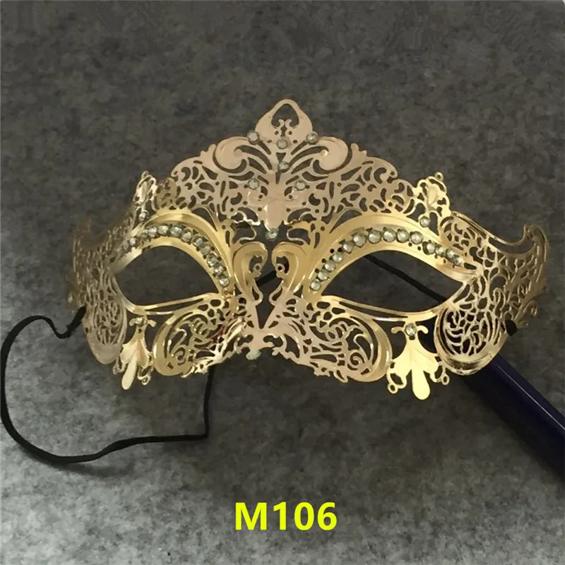 Различных форм и цветов винтажная металлическая лазерная резка Phantom маска на Хэллоуин Венеция карнавал маскарад для мужчин - Цвет: M106 GOLD