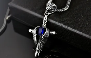 

925 sterling Silver Angel cross MENS women pendant charm jewerly A3442