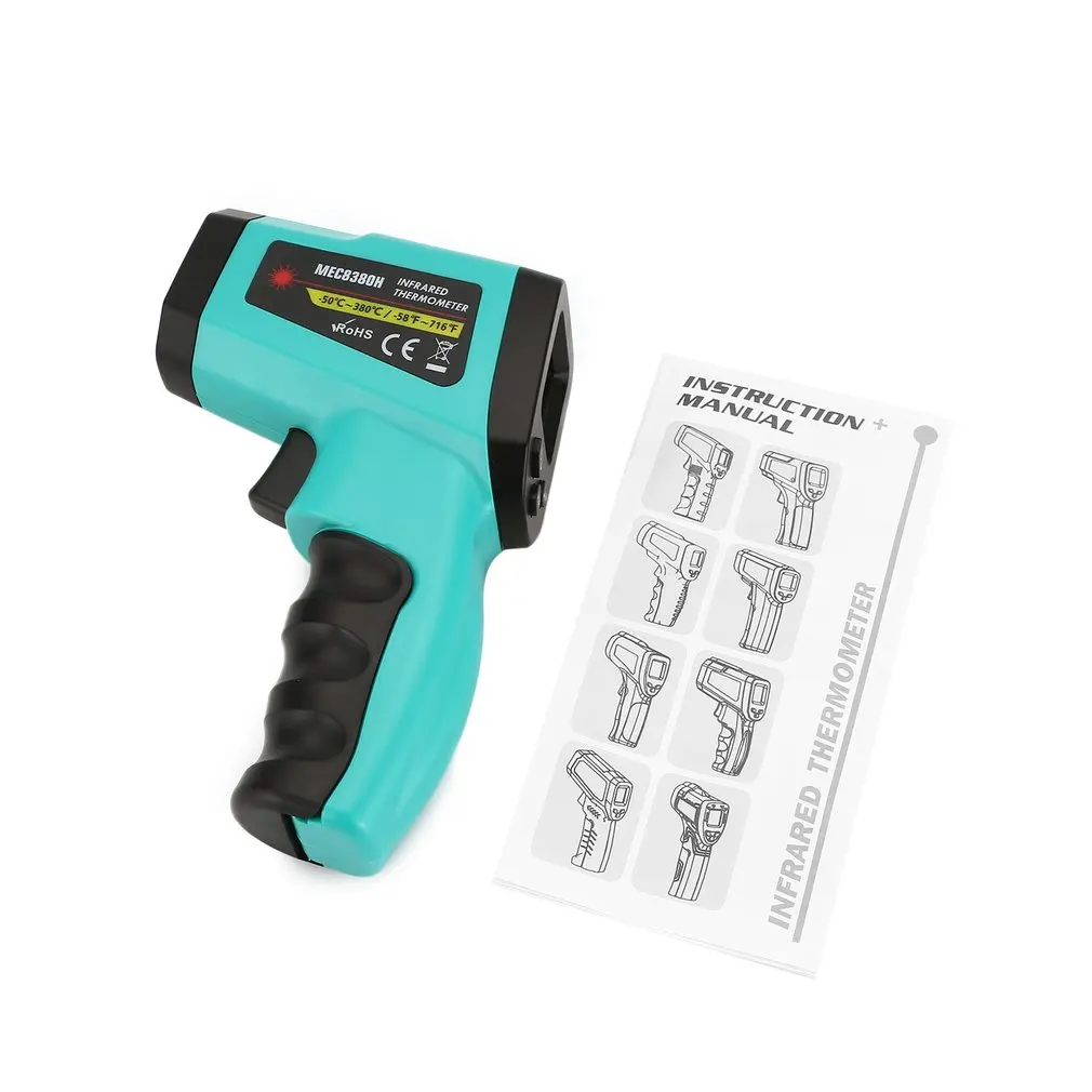 

MEC8380H Laser LCD Digital IR Infrared Thermometer Temperature Meter Gun Point -50~380 Degree Non-Contact Thermometer