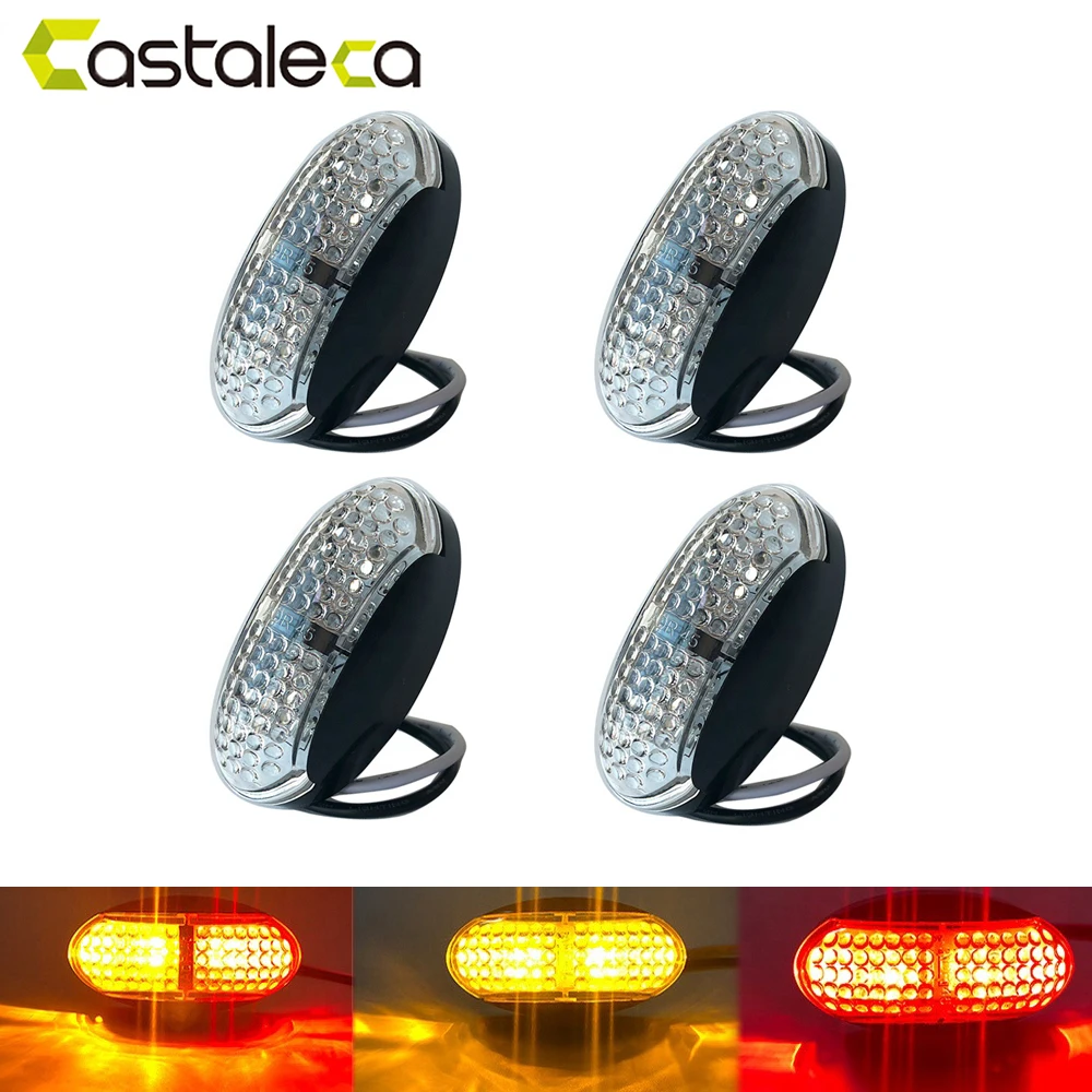 Castaleca 4 Pcs LED Side Lights Car Truck External Indicator Warning Fog Lamp Trailer Rear Reverse Light DC 12V 24V Waterproof | Автомобили