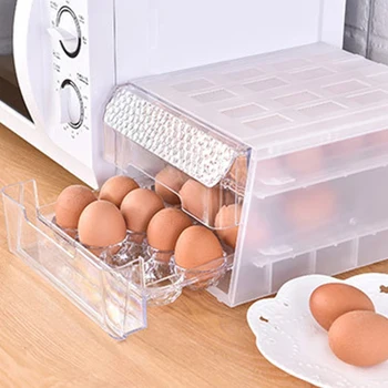 

Double Layer Egg Holder Egg Food Container Organize Drawer Eggs Crisper Kitchen Products Refrigerator Eggs Boxes