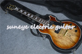 Suneye China, madera Natural, acabado brillante, personalizado, Guitarra eléctrica, incrustado en Perla, diapasón de palo de rosa, Guitarra eléctrica, funda para Guitarra