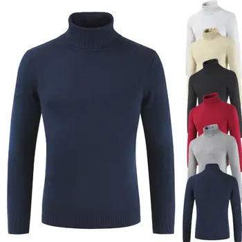 

Casual Winter Turtleneck Sweaters for Men Solid Color Turtle Neck Sweaters Pullovers Ribbed Twist Sweater Male Sweaters Pull