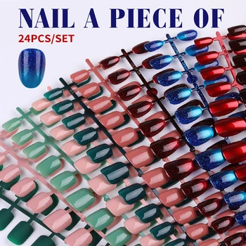 

24Pcs/Set Reusable False Nail Artificial Tips Full Cover for Decoration Stiletto Design Press On Nails Art Fake Extension Tips