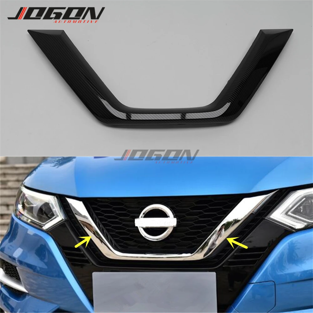 

Accessories Black and Carbon Color Car Front Central Grill Grille Air Vent Cover Trim Replace For Nissan Qashqai 2015 2016 2017