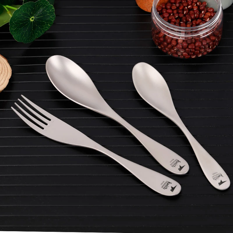 

Keith Western Dessert Cutlery Spoon Fork Titanium Spoon Fork Dinner Dessert Coffee Soup Spoon Camping Hiking Travel Tablewares