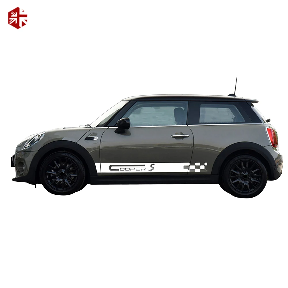 2 Pcs Car Door Side Stripes Sticker Racing Stripes Body Decor Vinyl Decal For MINI Cooper S F56 2014-On One JCW Accessories