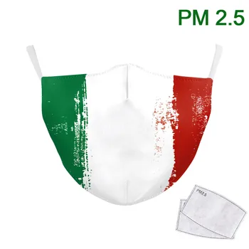 

HOT Italy Flag Masks Washable Print Fabric Face Masks Earhoop Reusable PM 2.5 Protective Dust Masks Adjustable Air Purified