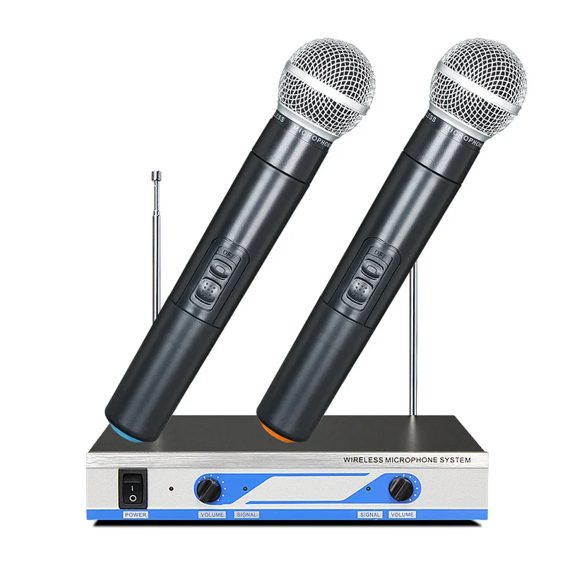 

MV-1800 Dual VHF Wireless microphone System Cordless Handheld Receiver for Kareoke microphone Professional Party KTV Studio EU P