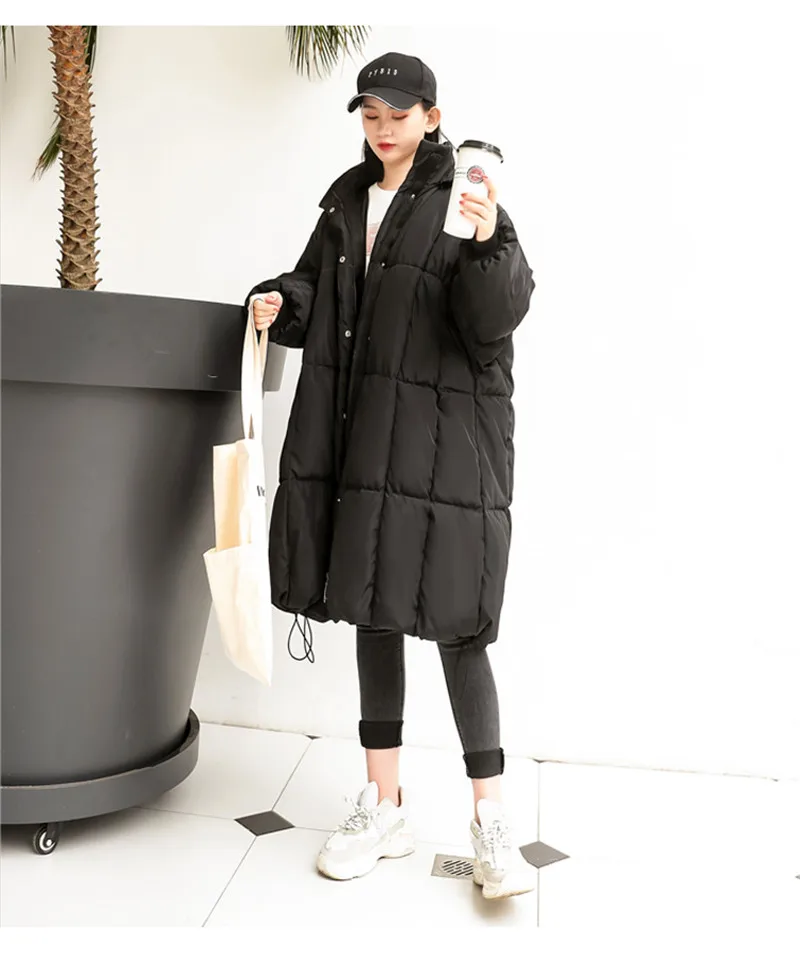 RUGOD новая зимняя куртка женская однотонная свободная с капюшоном плюс размер плотное хлопковое пальто длинная куртка на молнии модное женское повседневное пальто