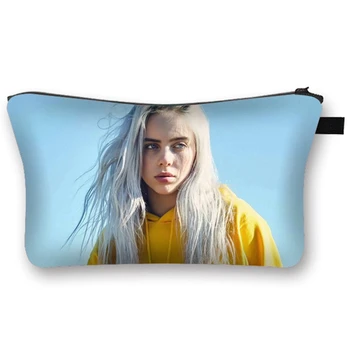 

Billie Eilish Print Makeup Bags With Multicolor Pattern Waterproof Fabric Big Capacity Travel Ladies Pouch Women Cosmetic Bags