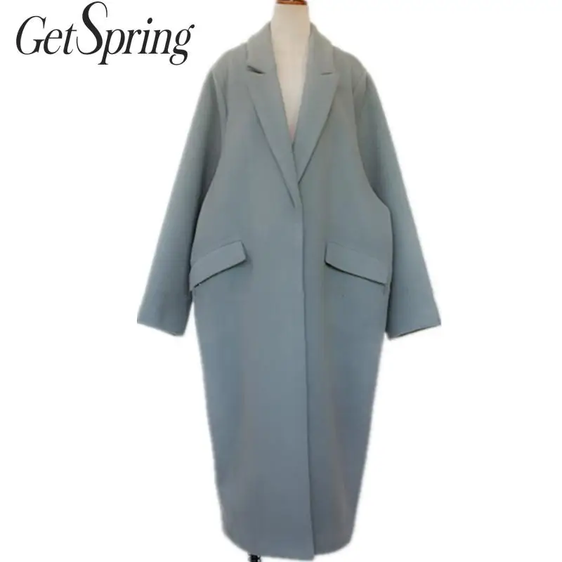 Getвесеннее Женское шерстяное пальто, утолщенное кашемировое пальто, Свободное длинное осенне-зимнее шерстяное пальто, Женское пальто большого размера, шерстяное пальто