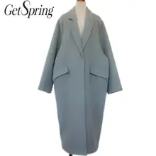 Getвесеннее Женское шерстяное пальто, утолщенное кашемировое пальто, Свободное длинное осенне-зимнее шерстяное пальто, Женское пальто большого размера, шерстяное пальто