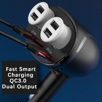 

ABS + PC Mobile phones Car Charger Dual USB Charger 2-Way Socket Black