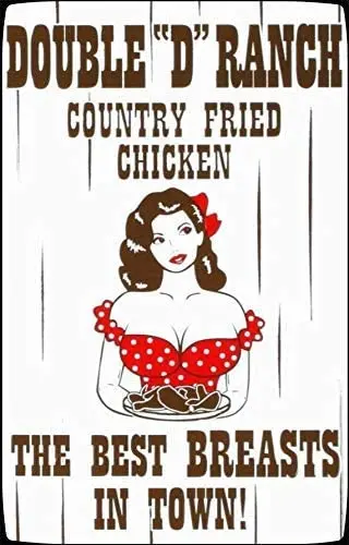

Metal Tin Sign Vintage Chic Art Decoration Ranch Country Fried Chicken The Best Breasts in Town for Home Bar Cafe Farm Store